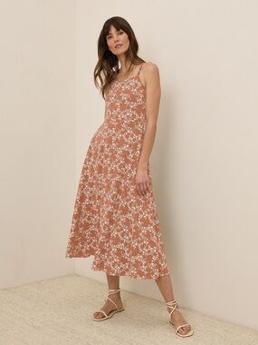 Pact Rust Floral Midi Dress